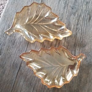 Carnival Glass Leaf Candy/Trinket Dishes